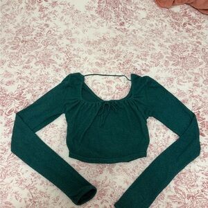 Urban Outfitters Teal Long Sleeve Crop Top